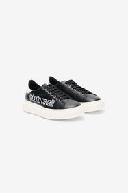 RC Black Leather Sneaker With Logo BLACK/WHITE QOS01I-PZO16