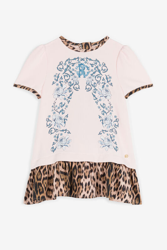 JU RC Monogram And Leopard-Print Dress Pink RJT110-RJ005