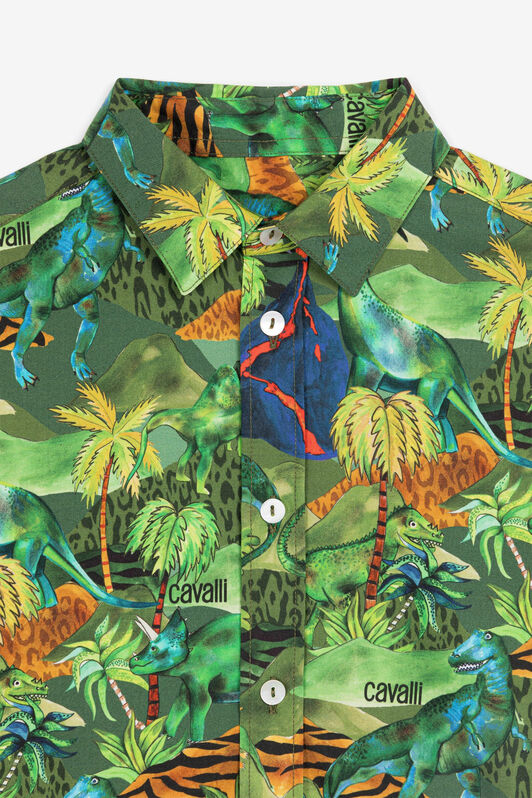 JU Chemise en coton à imprimé jungle JU Chemise en coton à imprimé jungle Vert QJT706-4FF60