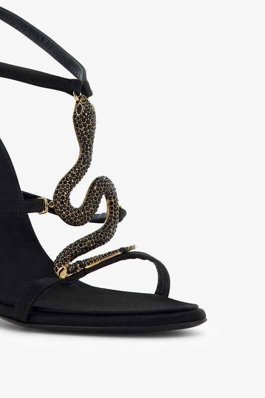 RC Snake-Embellished Sandals Black TKS110-FL113