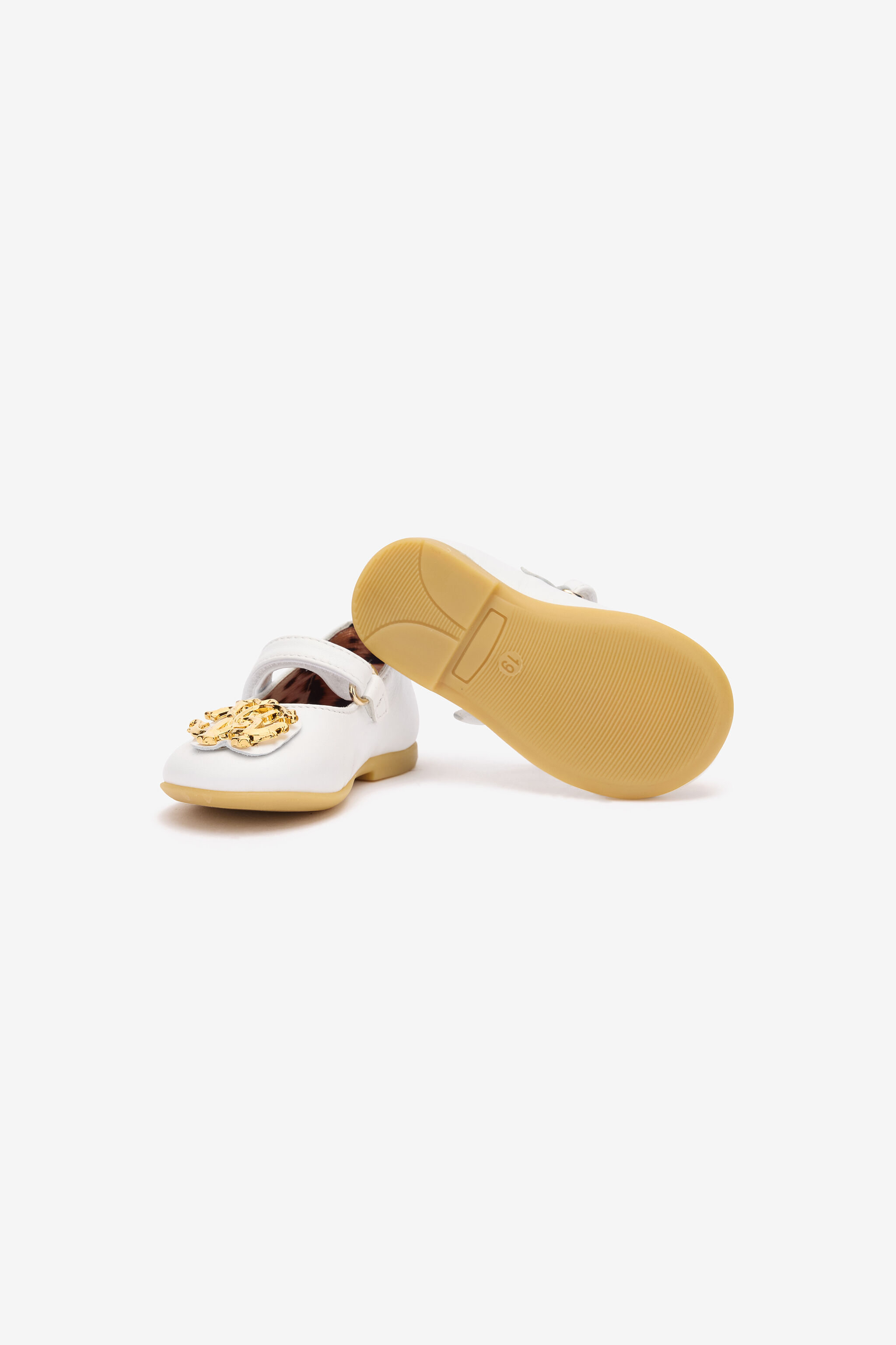 JU Mary Janes With Golden RC Monogram JU Mary Janes With Golden RC Monogram WHITE/GOLD TJS00N-ZCJ01