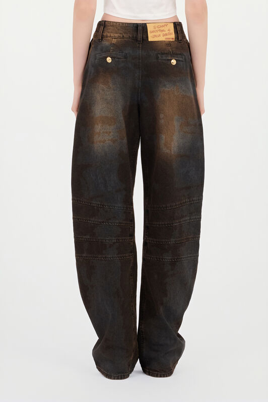 JC Motorcyclist Trousers Brown Washed BLACK BLACK VFJ043-VF252