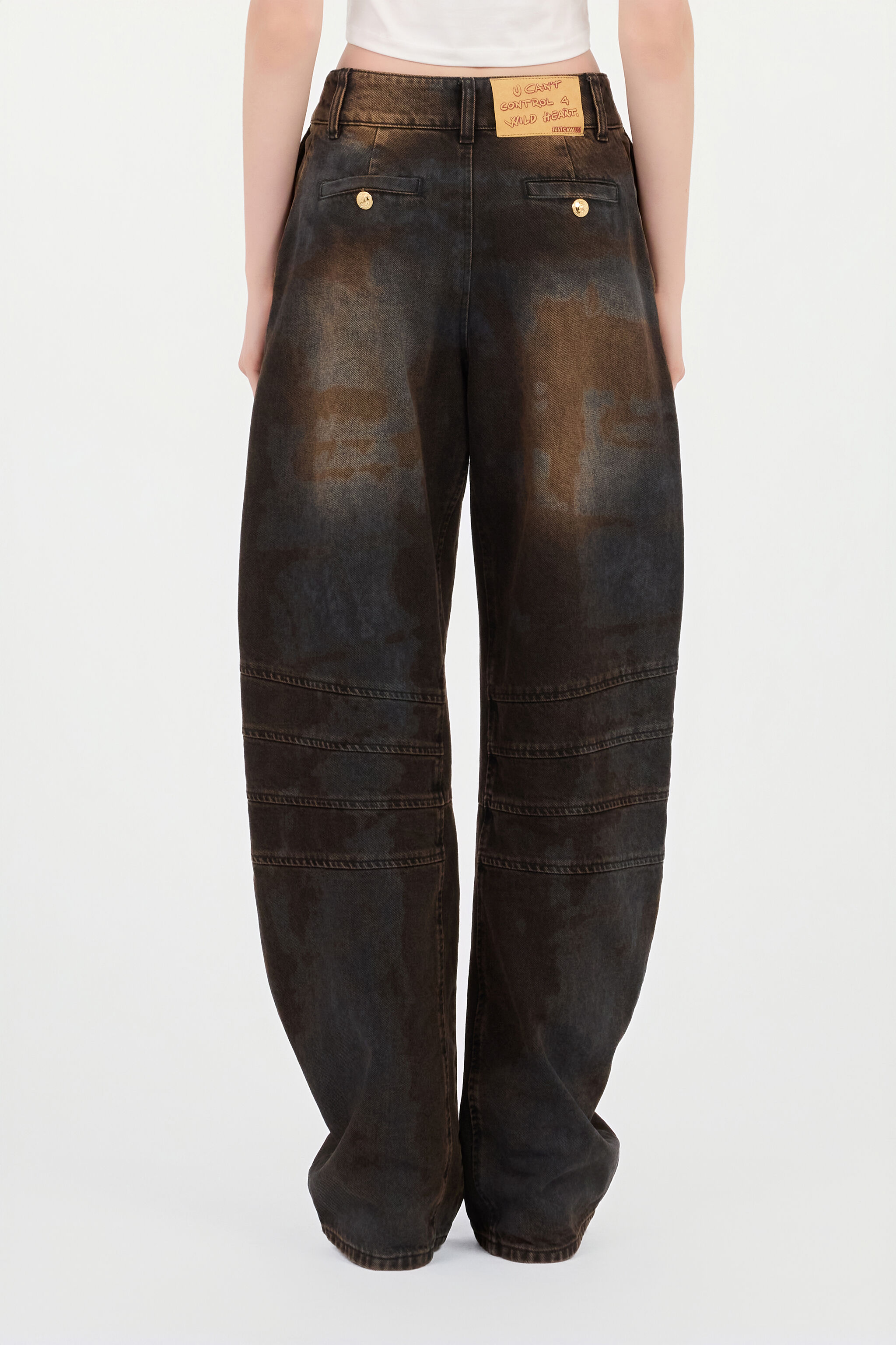 JC Motorcyclist Trousers Brown Washed BLACK BLACK VFJ043-VF252