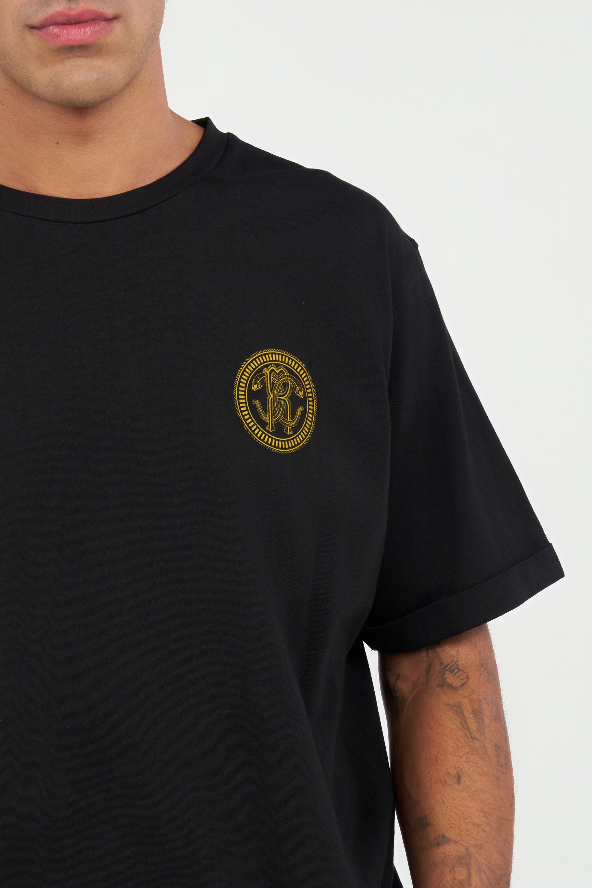 RC Black T-Shirt with RC Monogram BLACK QOT62B-JD060