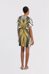 RC Ray Of Gold Print Silk Mini Dress Gold TKT101-4QM33