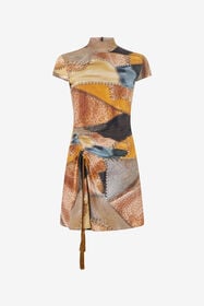 RC Mini Dress With Patchwork Print BROWN XQT159-LNT29