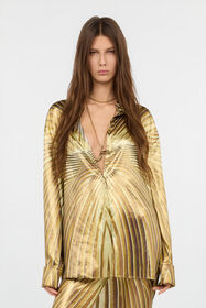 RC Silk Shirt with Iside Print NATURAL/GOLD WWT700-SZS34
