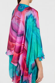 RC Maxi Dress in Silk with Agata Print VERDE/ROSA VWT199-TYR79