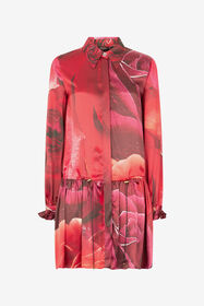RC Miniblusenkleid mit Print Rose Rot UKT131-RYN48