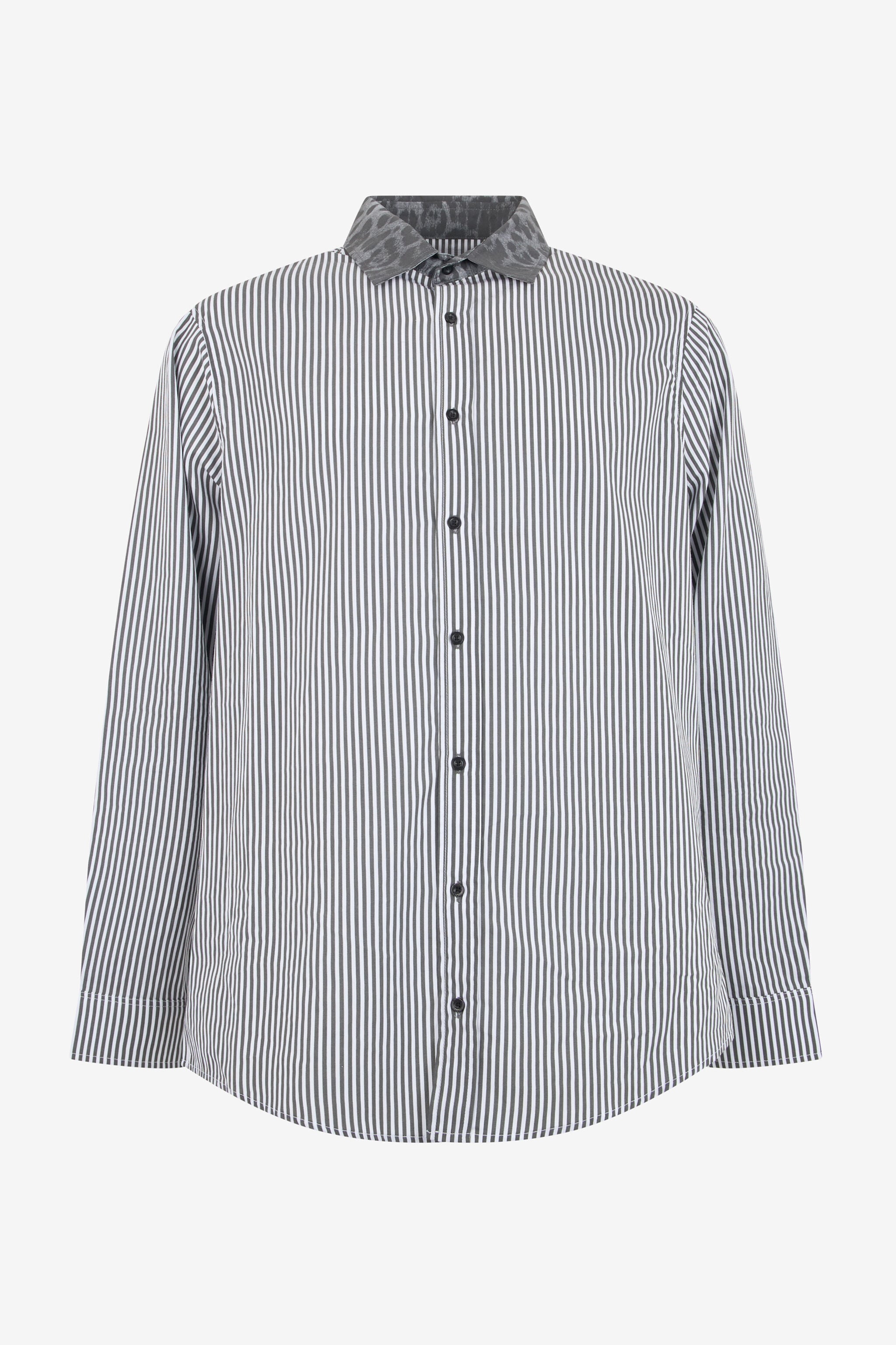 RC White Shirt with Striped Contrast Collar RC White Shirt with Striped Contrast Collar BLACK TOT70D-CH032