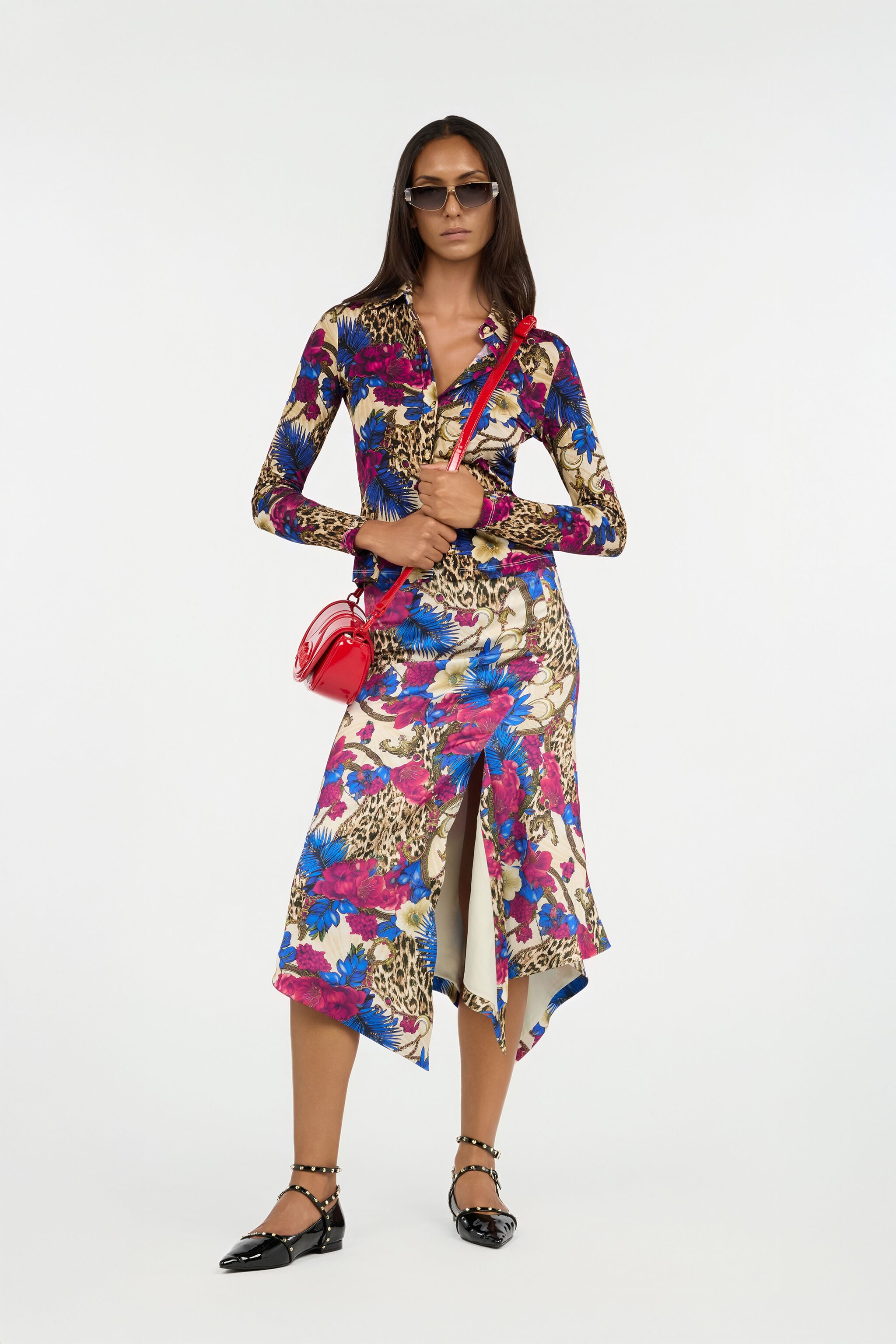 JC Falda Midi Estampado Flower Leo JC Falda Midi Estampado Flower Leo 700 BEIGE + 343 CILI VFT166-VF279