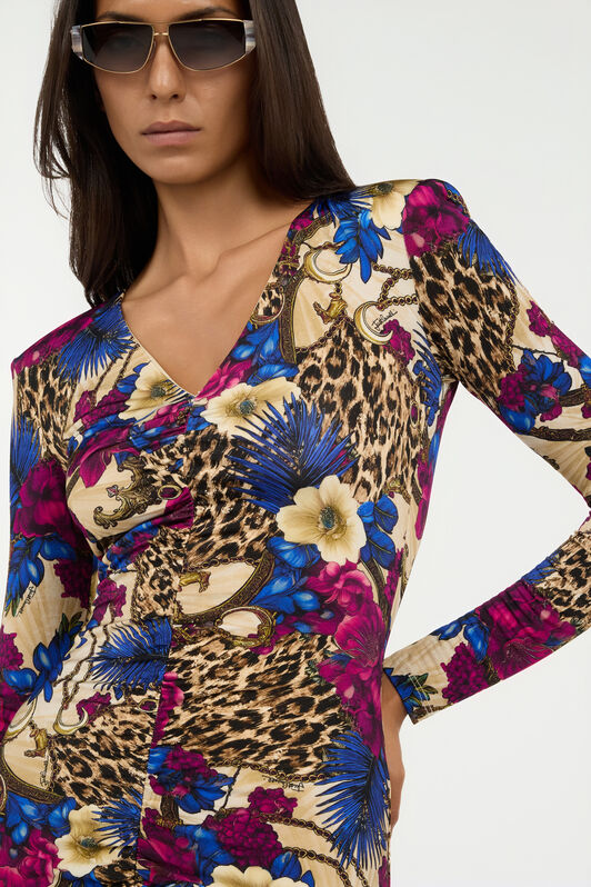 JC Flower Leopard Print Mini Dress JC Flower Leopard Print Mini Dress 700 BEIGE + 343 CILI VFT285-VF435