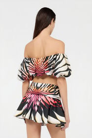 RC Ray Of Paradise Print Crop Top CORAL XKT615-3AM33