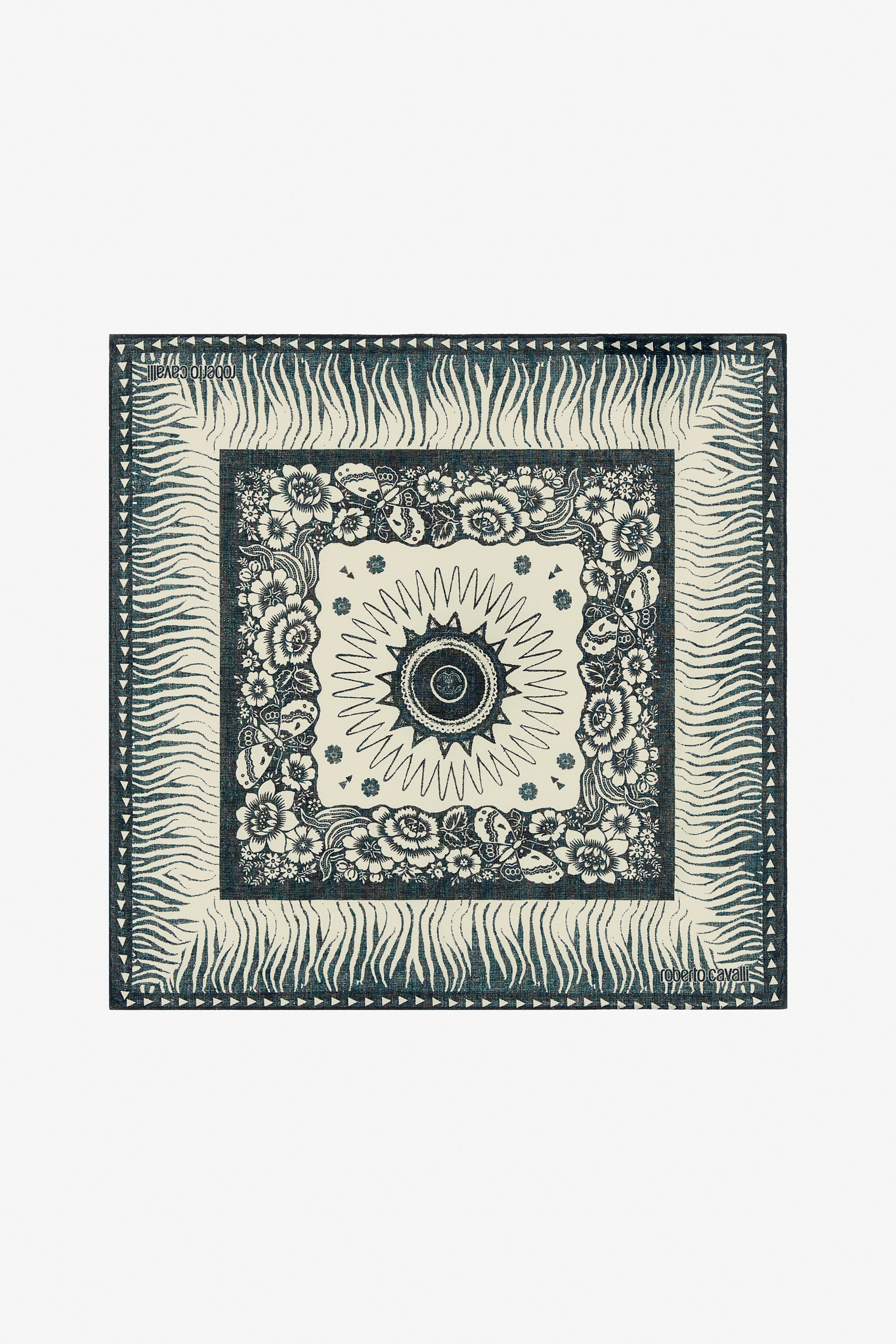 RC Cotton Scarf with Zebra Pattern and Logo RC Cotton Scarf with Zebra Pattern and Logo Blue TALR45-IR062