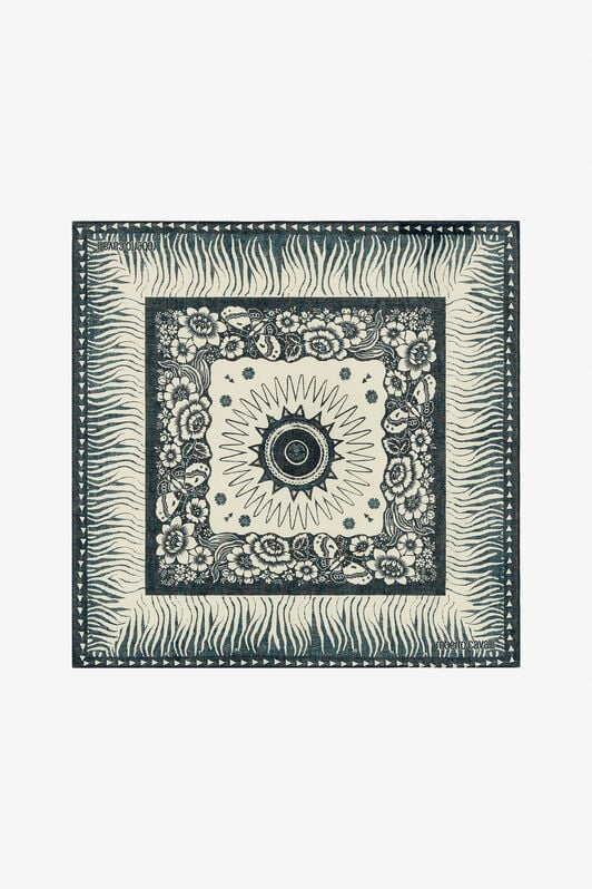 RC Cotton Scarf with Zebra Pattern and Logo RC Cotton Scarf with Zebra Pattern and Logo Blue TALR45-IR062