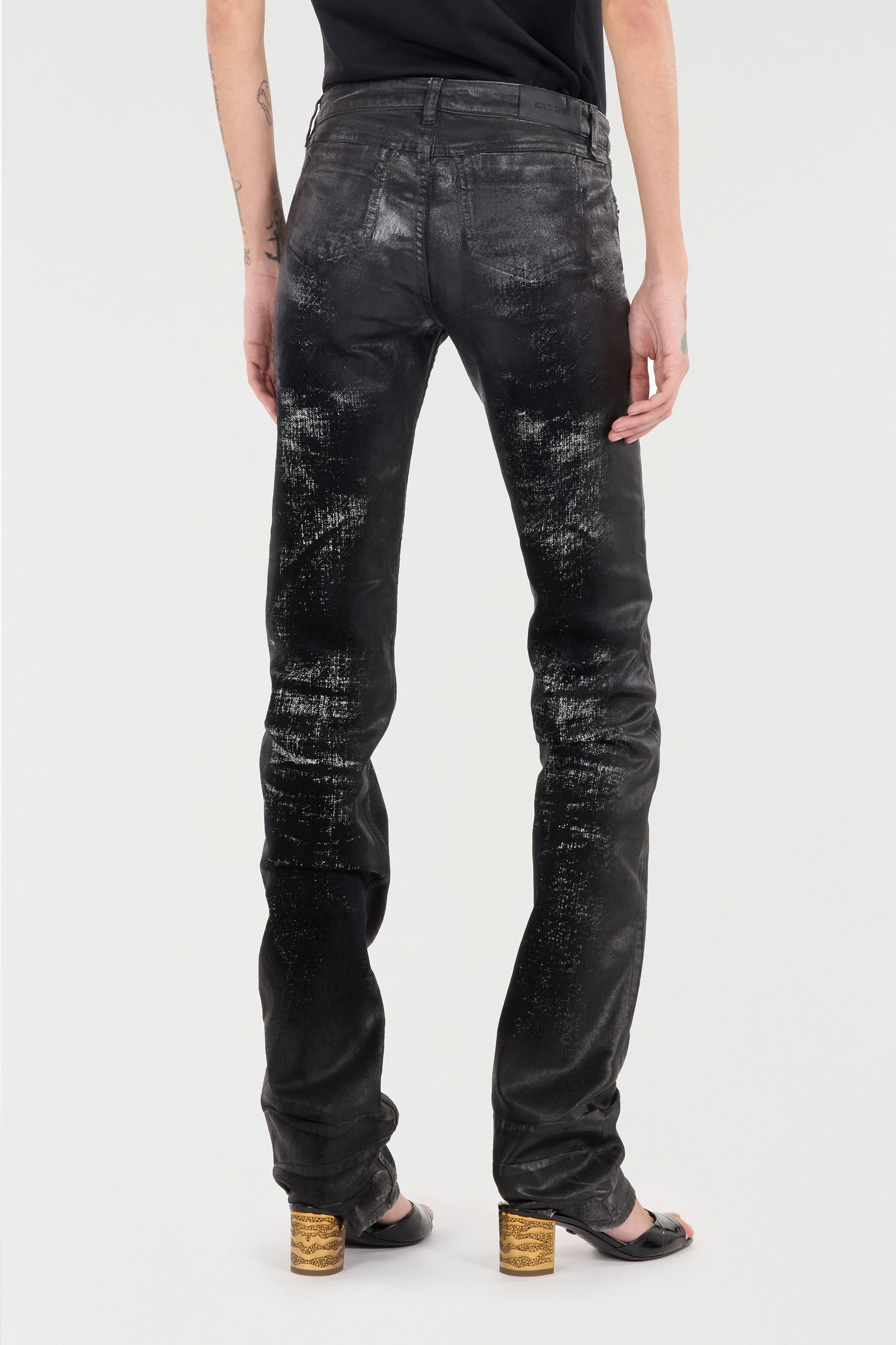 RC Distressed-Effect Python Skin Jeans RC Distressed-Effect Python Skin Jeans Black UKJ220-DS003