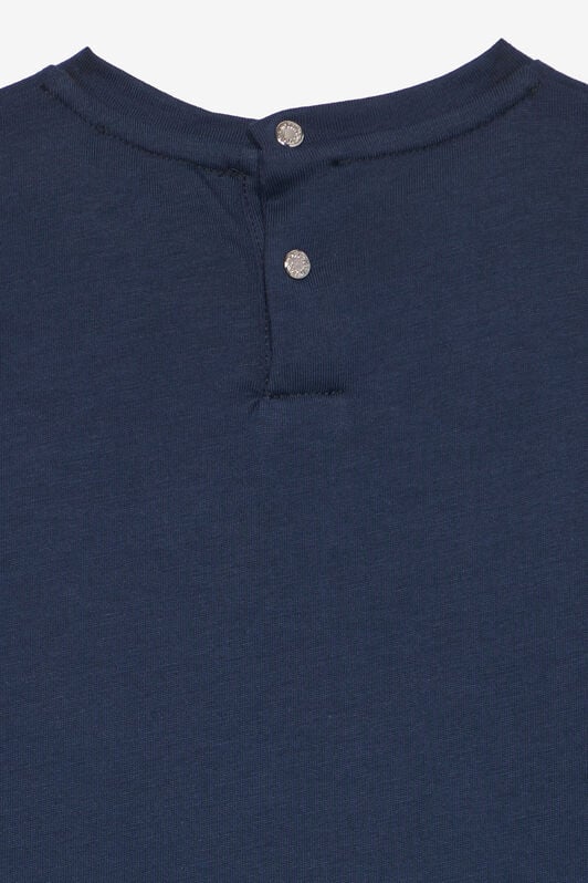 JU T-Shirt En Coton Doux Avec Écusson JU T-Shirt En Coton Doux Avec Écusson Bleu foncé UJT622-JD001