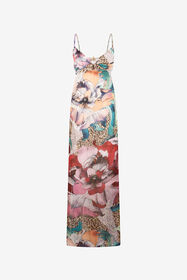 JC Flower Multicolor Print Dress MULTICOLOR SCURO UFT184-UF250
