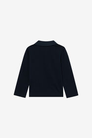 JU Navy Long Sleeve Polo With Embroidered Monogram BLUE MEDVL XJT62G-KB009