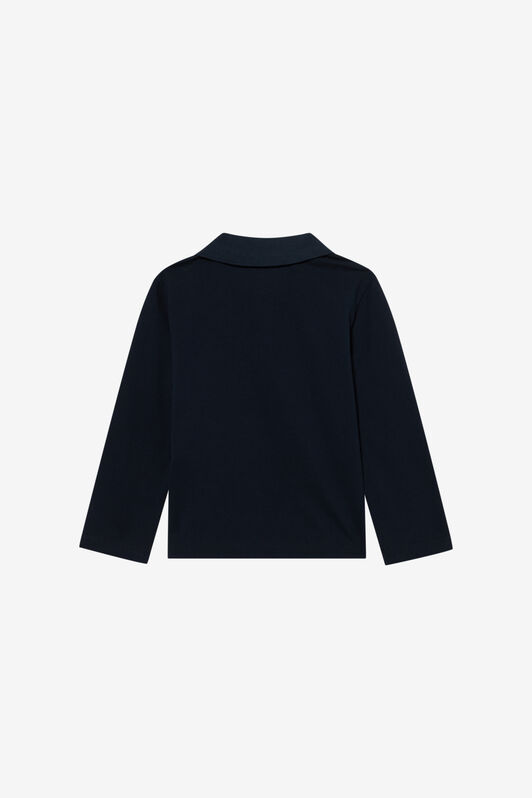 JU Navy Long Sleeve Polo With Embroidered Monogram JU Navy Long Sleeve Polo With Embroidered Monogram BLUE MEDVL XJT62G-KB009