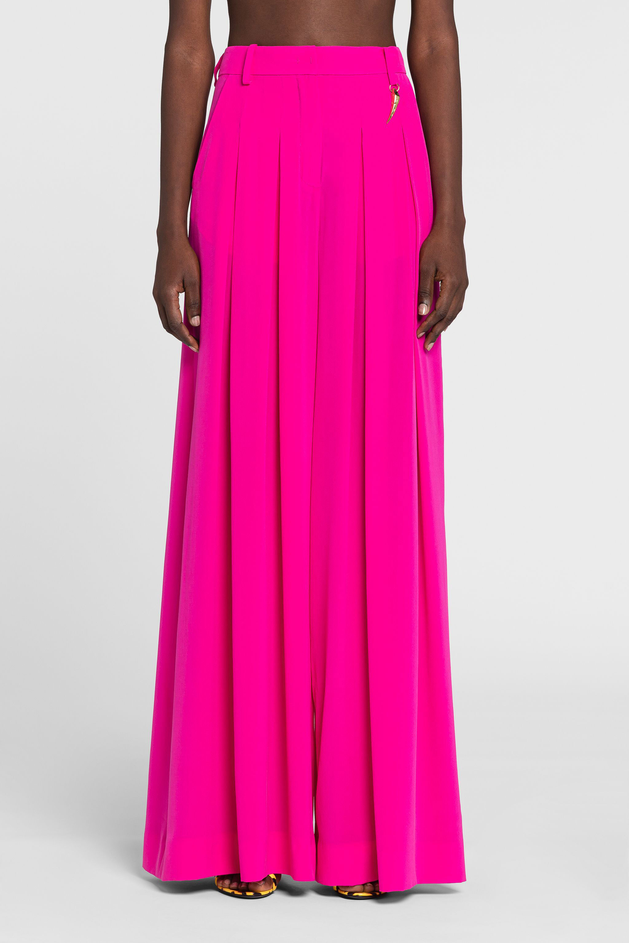 RC Tiger Tooth Wide-Leg Silk Trousers RC Tiger Tooth Wide-Leg Silk Trousers Fuchsia OQT204-SY001