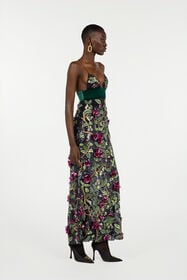 RC Long Black Dress With Multicolor Decorations Black VWR117-RT011