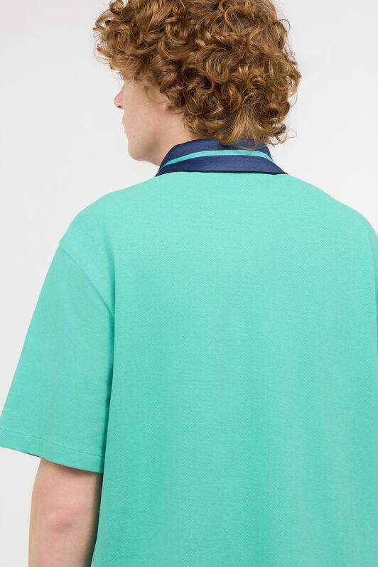 JC Polo Shirt With Contrasting Collar And Lettering JC Polo Shirt With Contrasting Collar And Lettering Light blue UFT026-UF046