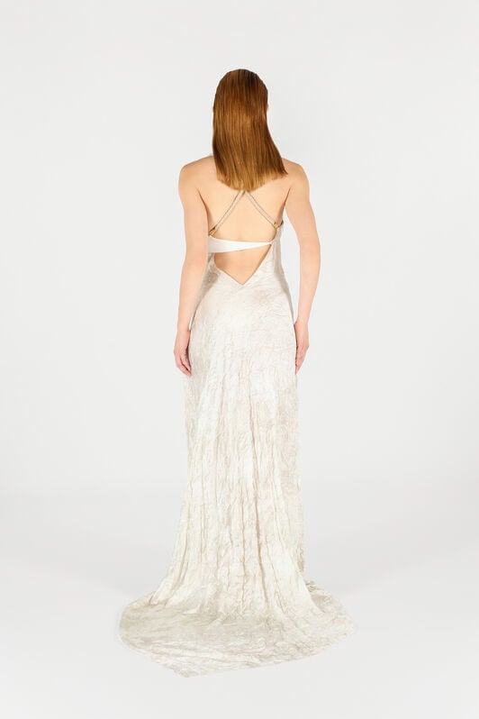 RC Ivory Silk Maxi Dress Crinkled RC Ivory Silk Maxi Dress Crinkled White UWT150-RYN99
