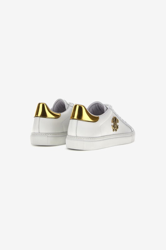 RC Logo-plaque leather sneakers RC Logo-plaque leather sneakers White/Gold RKS038-PZB23