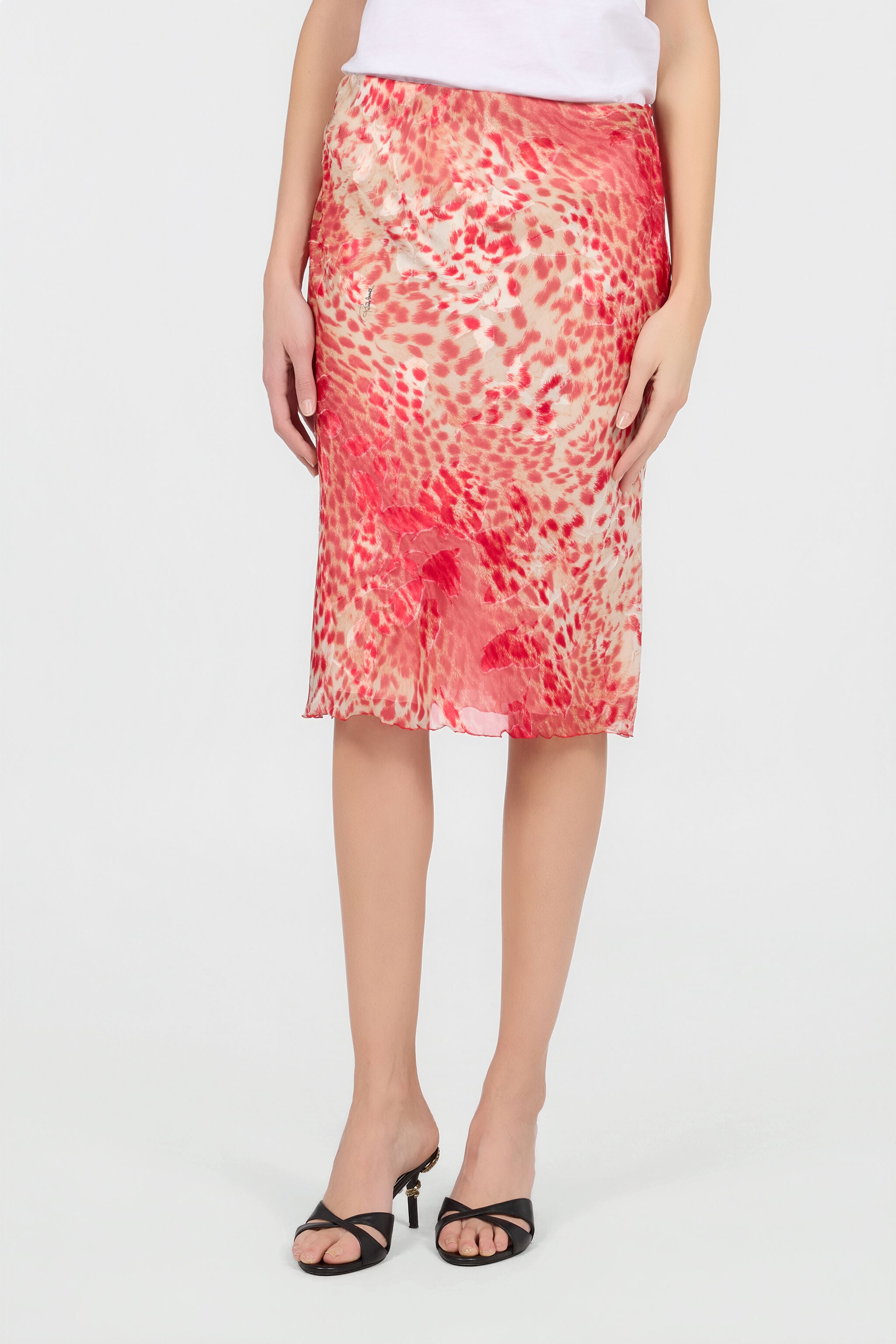 RC Midirock aus Seide mit Cheetah Skin-Print TASTY RED UKT302-HEN58