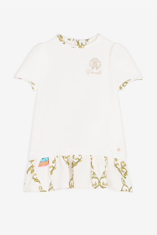 JU RC Monogram-Embroidered Silk Dress JU RC Monogram-Embroidered Silk Dress White RJT111-FL002