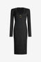 JC Vestido Midi Negro De Lúrex Con Detalle De Anillo BLACK VFT262-VF409
