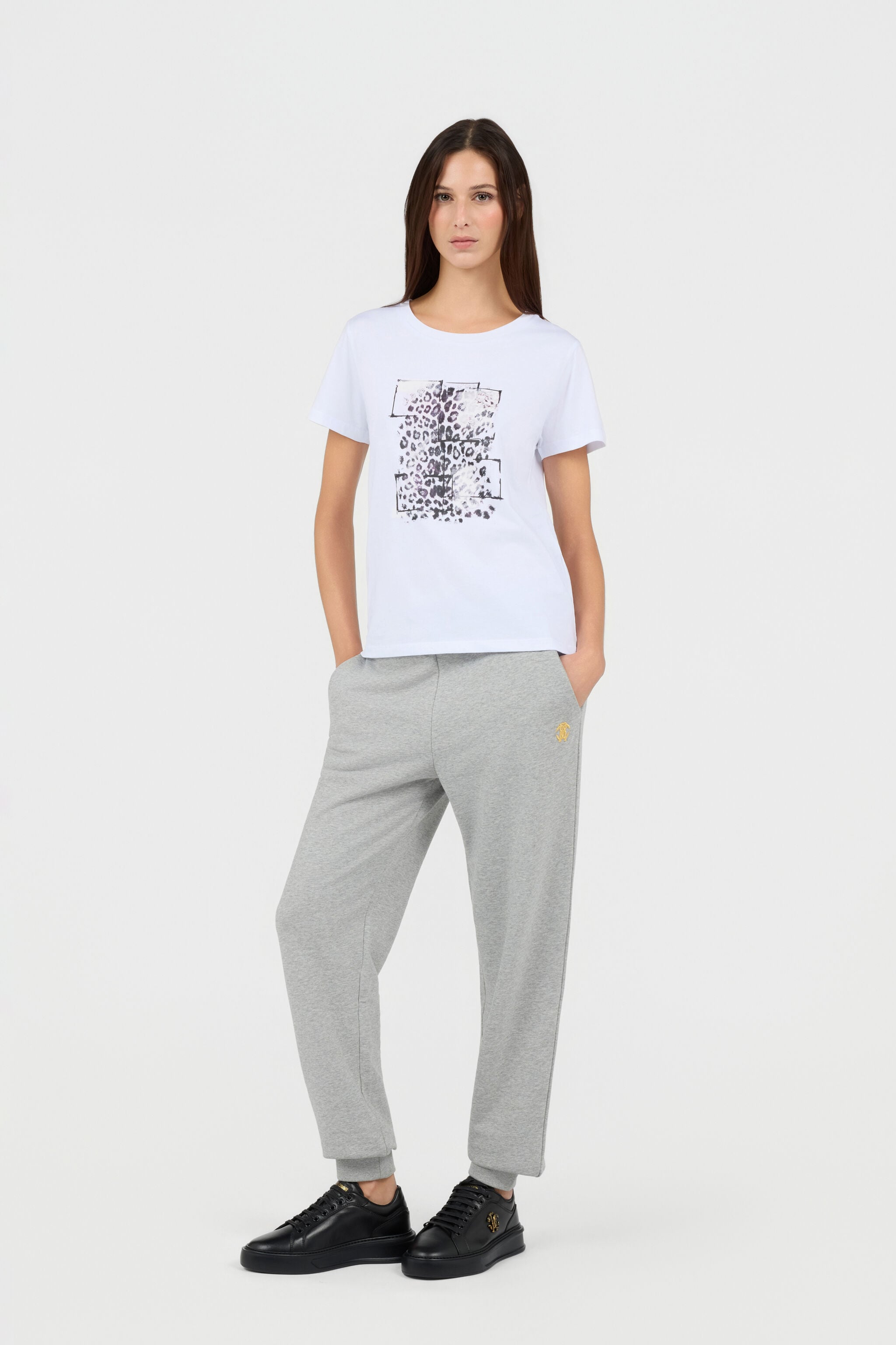 RC Weißes T-Shirt mit Leoparden-Grafik RC Weißes T-Shirt mit Leoparden-Grafik WHITE TOT60B-JD003