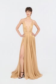 RC Gold Silk Maxi Dress PINK GOLD WWT108-XV012