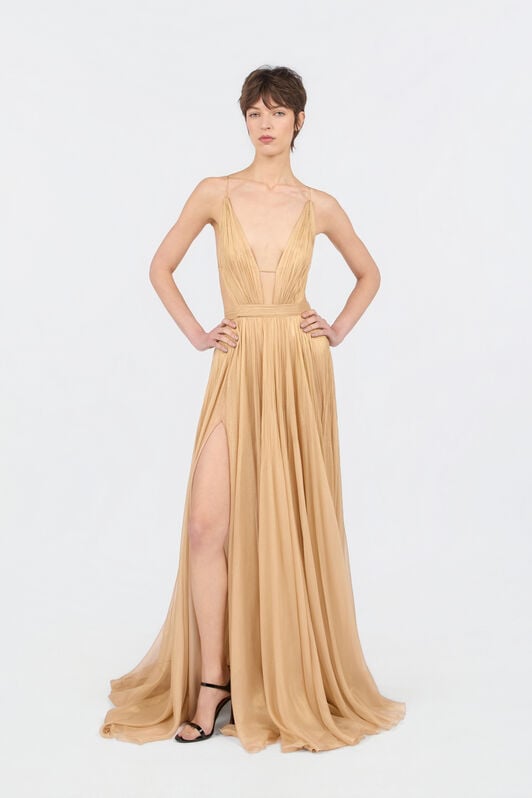 RC Abito Maxi In Seta Oro RC Abito Maxi In Seta Oro PINK GOLD WWT108-XV012