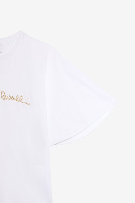 JU White T-Shirt With Embroidered Signature JU White T-Shirt With Embroidered Signature OPTICAL WHITE VJT62A-JD001