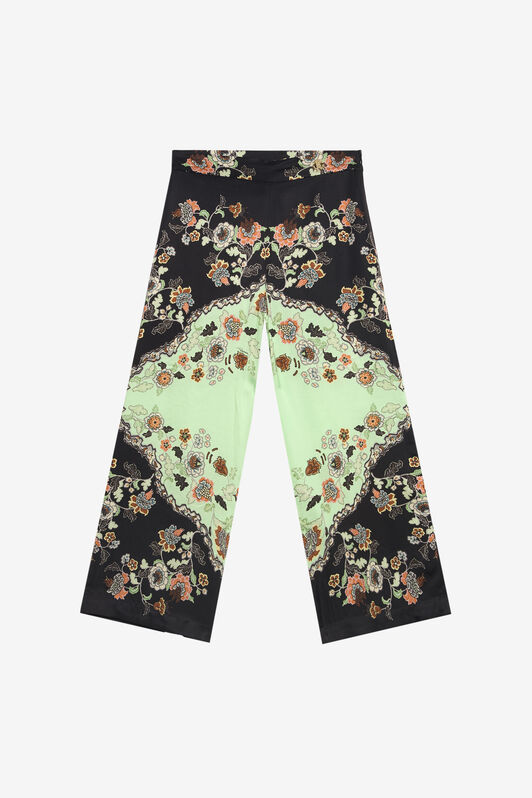 JU Weite Hose mit Kimono-Print GREEN/BLACK XJT22P-7HT67