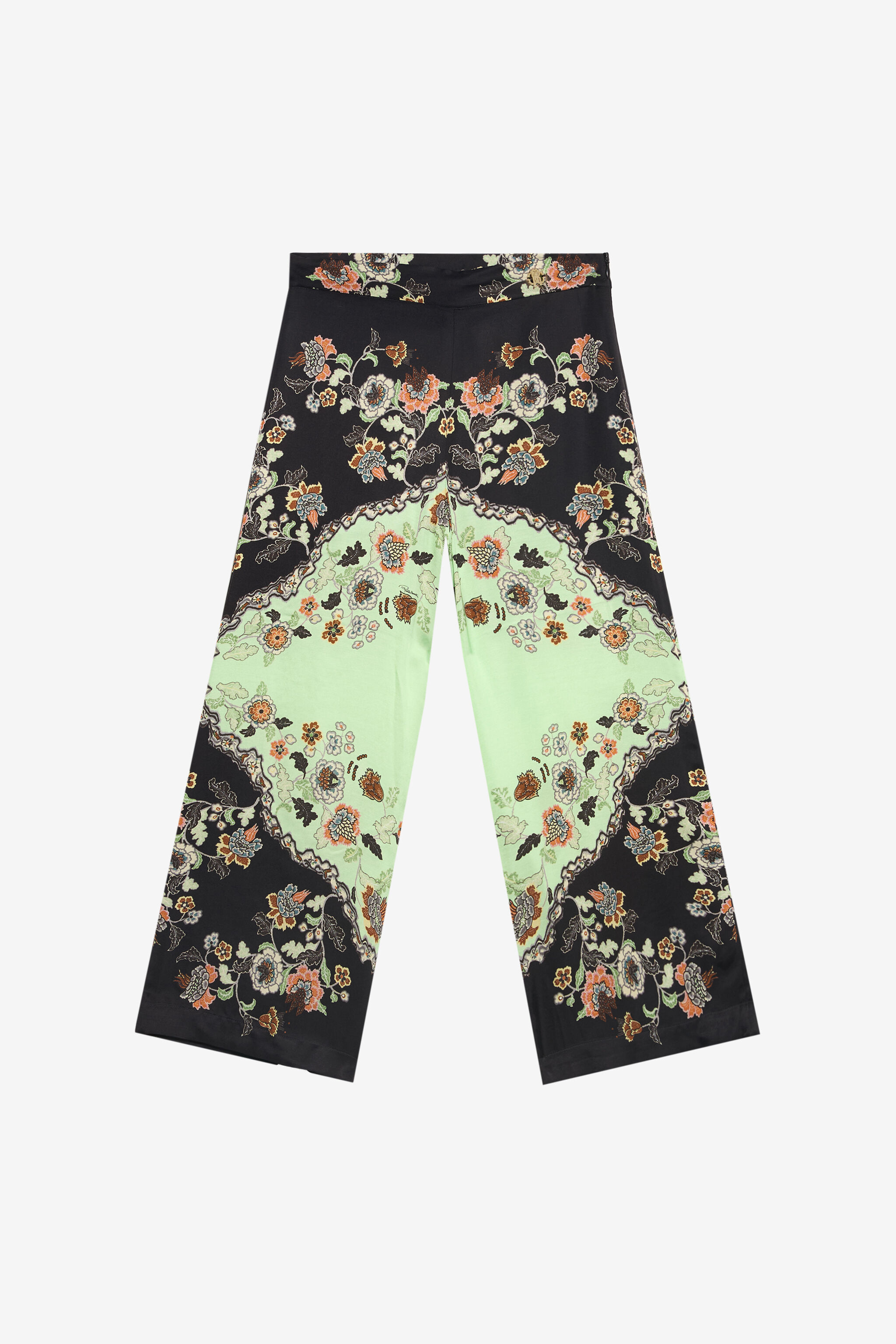 JU Weite Hose mit Kimono-Print GREEN/BLACK XJT22P-7HT67