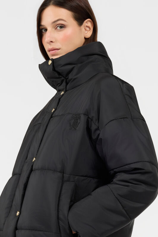 RC Schwarze Kurze Steppjacke mit Goldknopf RC Schwarze Kurze Steppjacke mit Goldknopf BLACK TOT40A-FT003