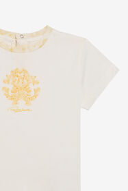 JU Baumwoll-T-Shirt mit floralem Monogram RC MILKY WHITE UJT602-JD001