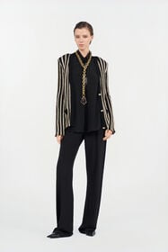 RC Cardigan with Laminated Stripes BLACK/GOLD WKM906-MO010
