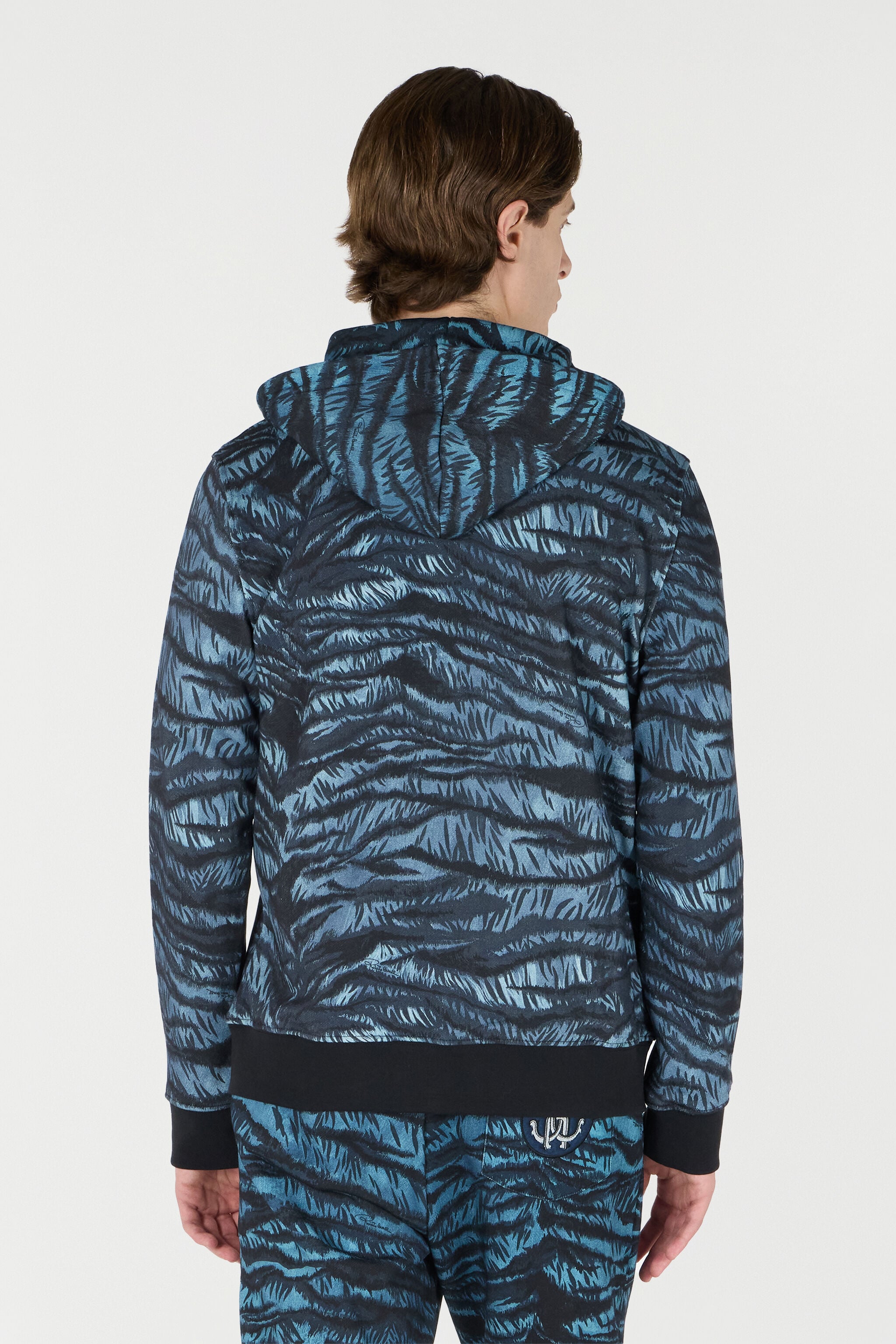 RC Hoodie with Tiger Skin Print BLUE OOT69B-5OO65
