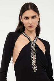 RC Mini Dress With Cut-Out And Bejeweled Neckline Black UKR161-JE034