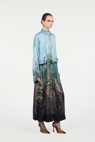 RC Silk Dress With Eden Print Green/Blue VWT139-HZQ70