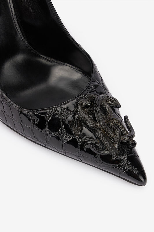 RC Crocodile-Print Leather Pumps Black UKS011-PZV97