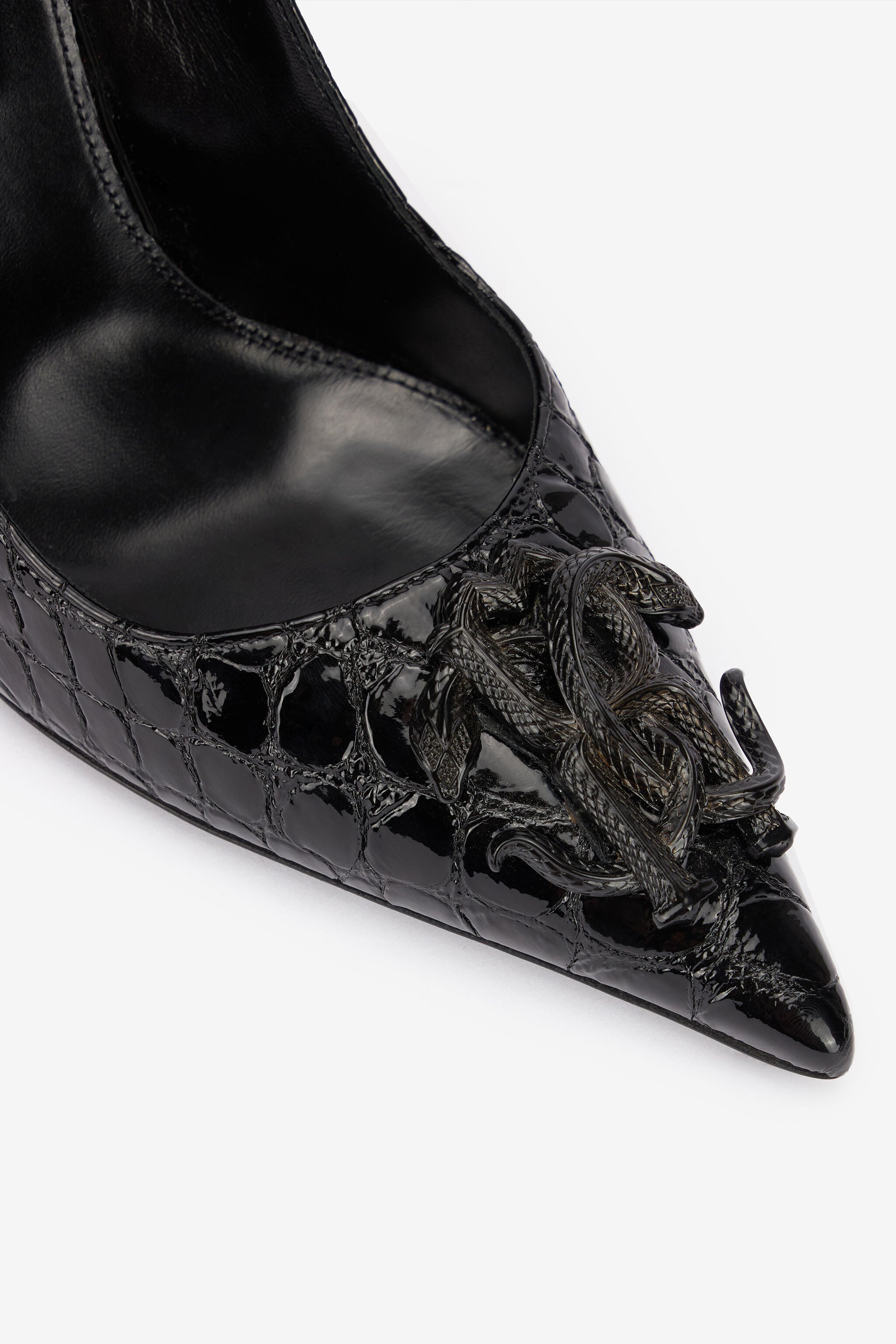 RC Crocodile-Print Leather Pumps Black UKS011-PZV97