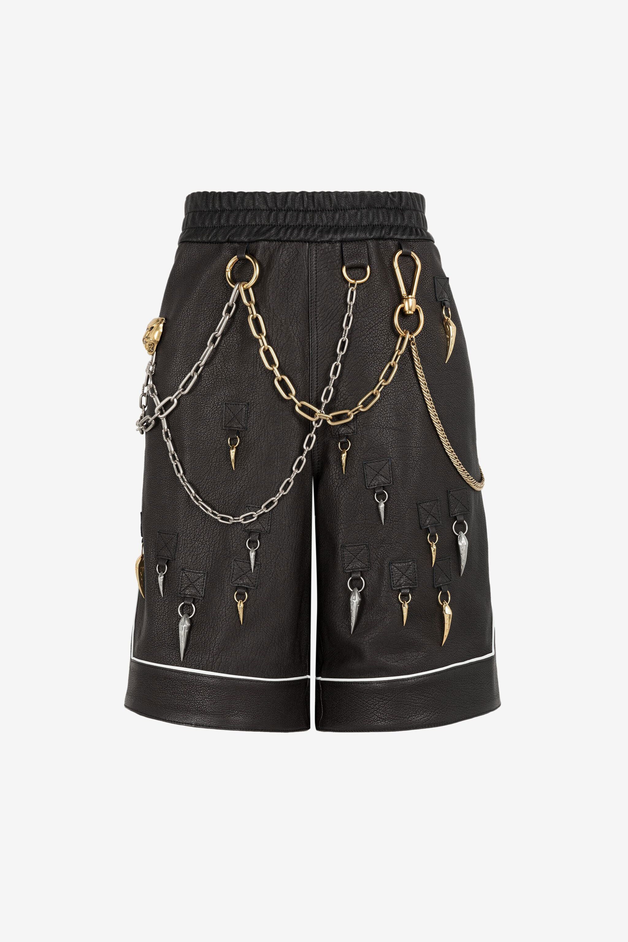 RC Shorts in pelle con zanne Nero ONP210-PN002