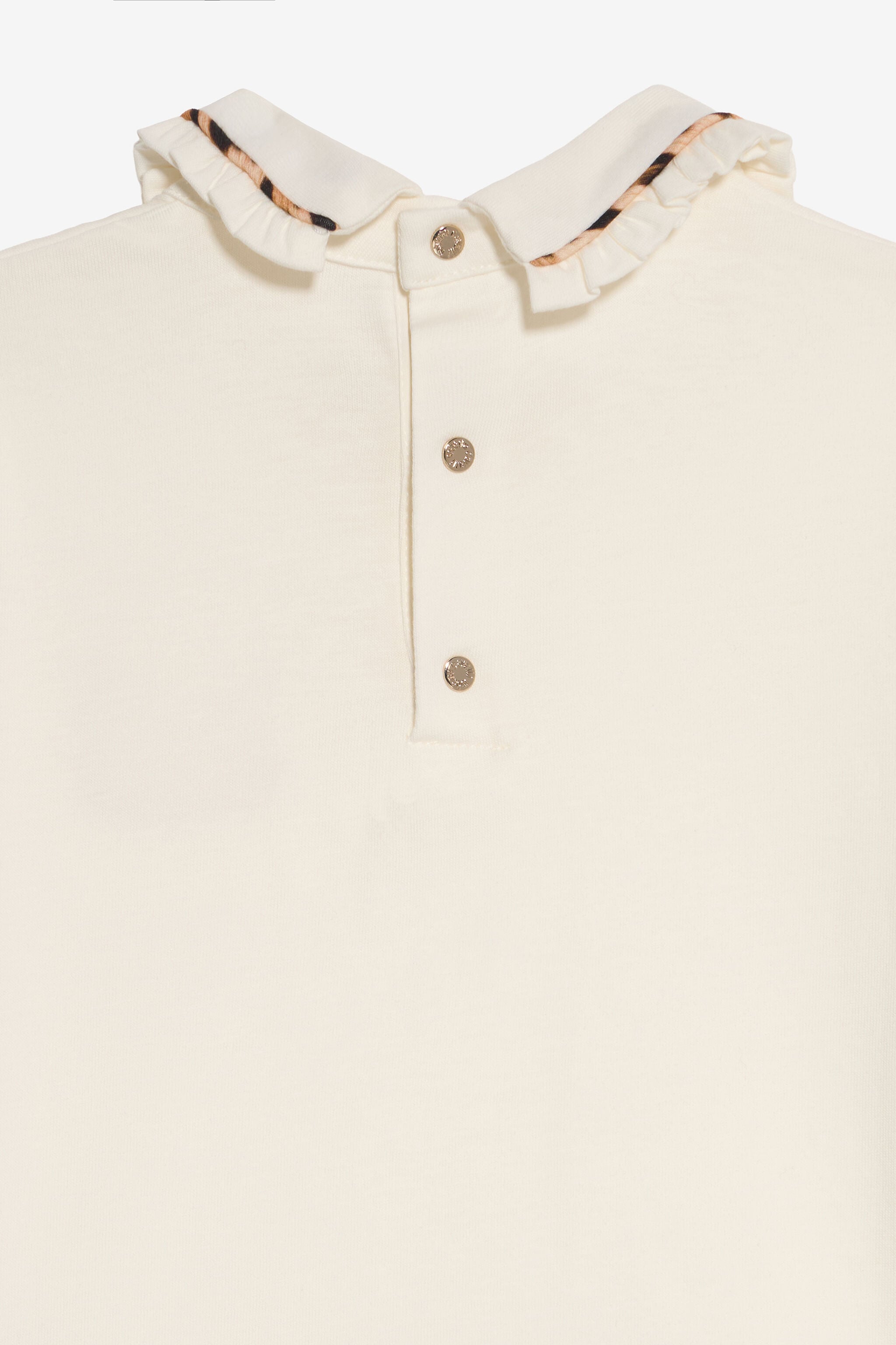 JU Ivory T-shirt With Leopard-Trim Collar JU Ivory T-shirt With Leopard-Trim Collar MILKY WHITE VJT600-JD001