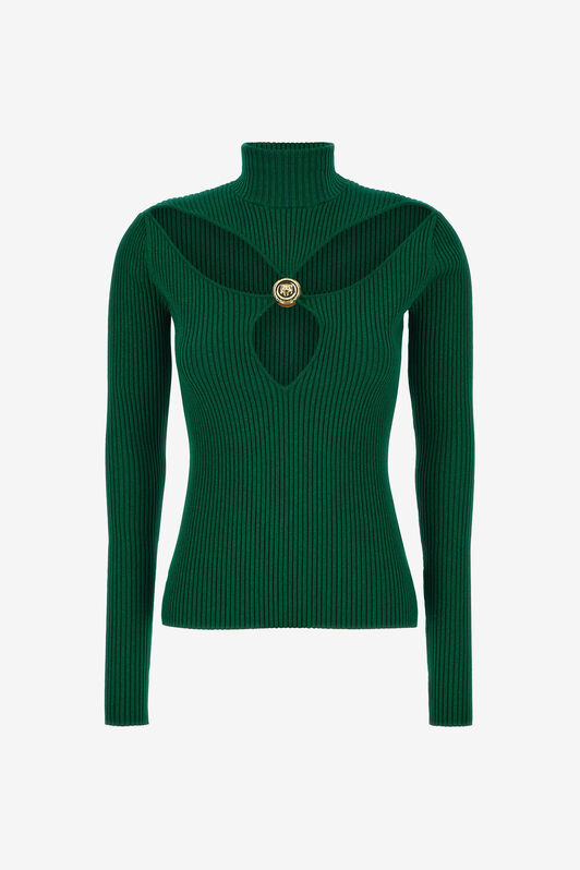 JC Just Cavalli Ribbed Lurex Pullover Grün RKM662-RK356