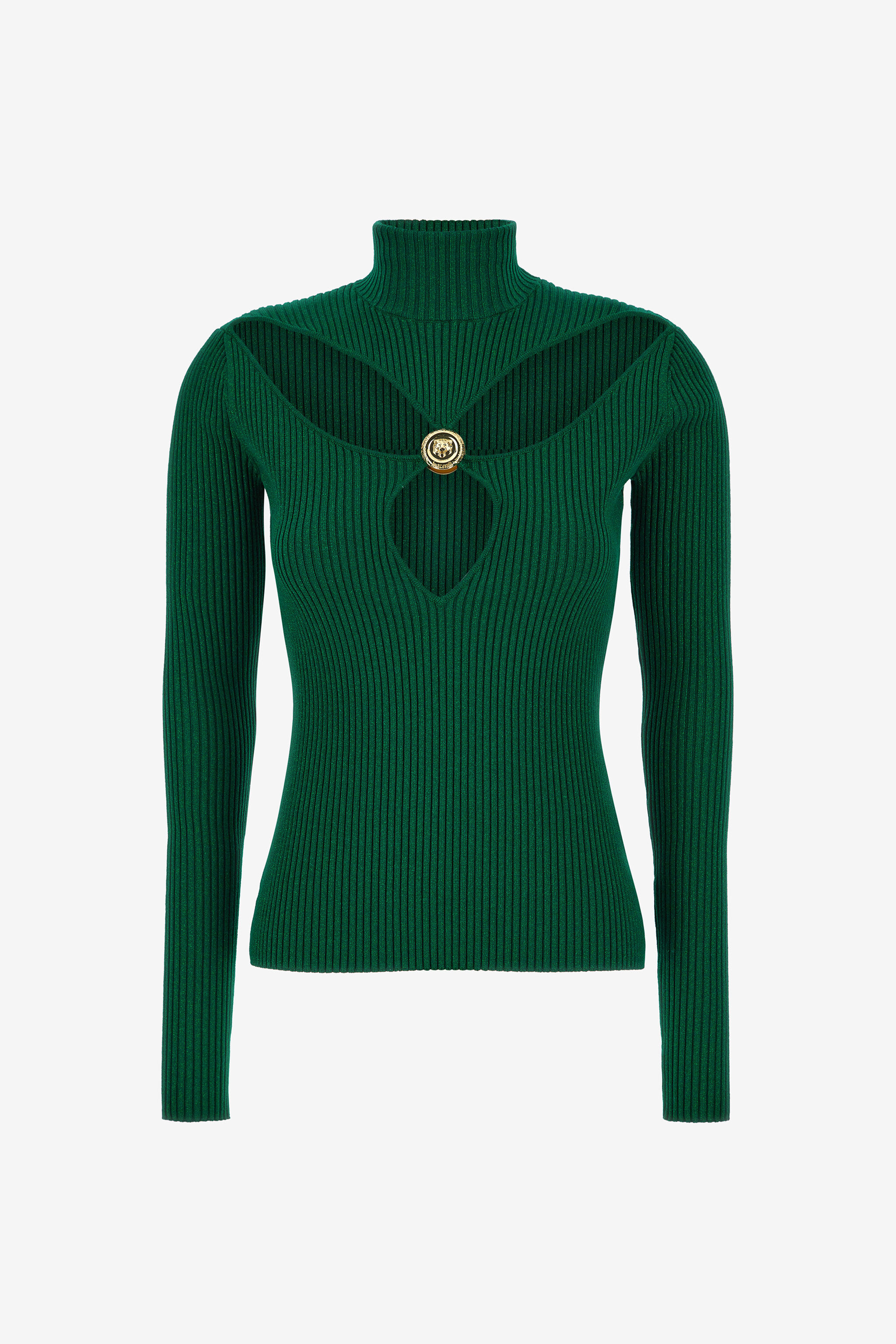 JC Just Cavalli Ribbed Lurex Pullover Grün RKM662-RK356